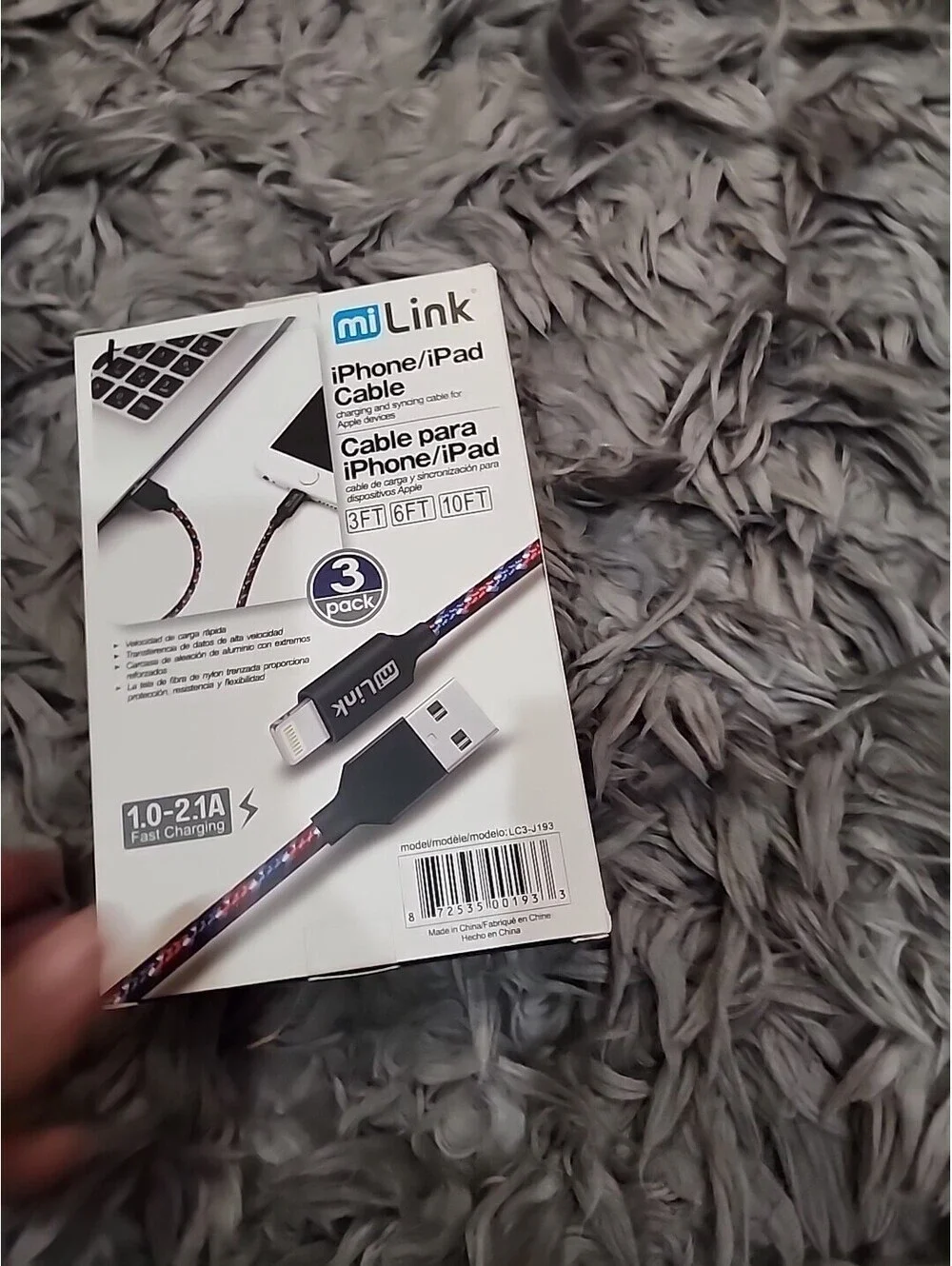 Mi Link IPhone/ipad Cable 3ft 6ft 10ft 3 Pack 1.0-2.1A Fast Charging